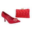 Oricca Buckle Pointed Toe Heels and Satin Woven Clutch Bag Set - Glagil