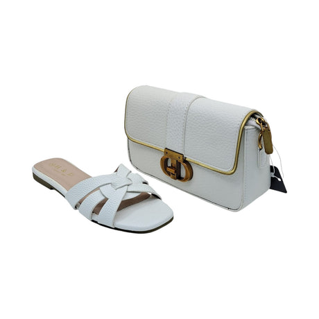 H and D Braided Flat Sandal and Leather Elegant Handbag Set - Glagil