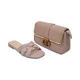 H and D Braided Flat Sandal and Leather Elegant Handbag Set - Glagil