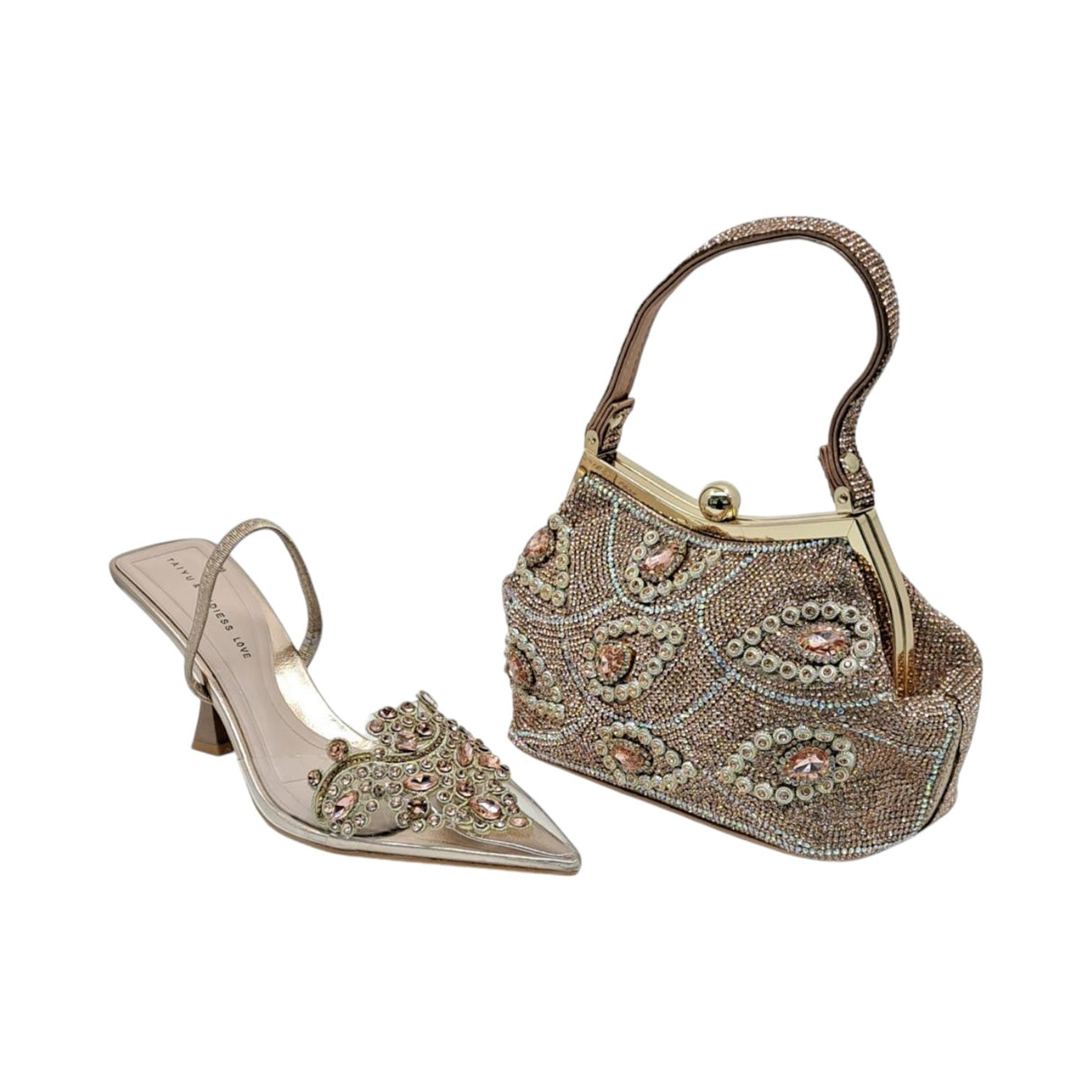 Taiyu and Endless Love Embellished Pointed Heels and Handbag Set - Glagil