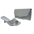 Meilee Rhinestone Mule Heel and Matching Clutch Bag Set - Glagil