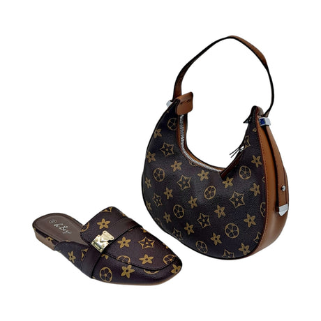 H and Y Printed Loafers and Monogram Handbag Set - Glagil