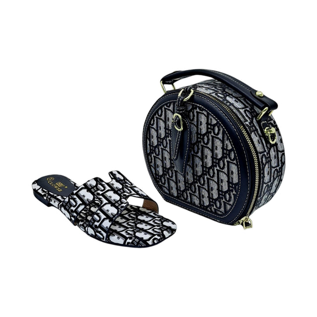 Clowse Monogram Sandal and Round Mini Handbag Set - Glagil