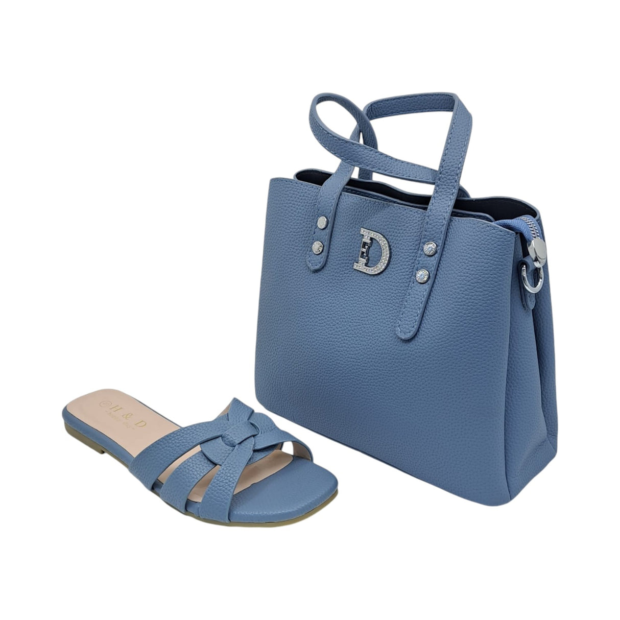 H and D Strappy Sandal and Leather Handbag With D Logo Set - Glagil