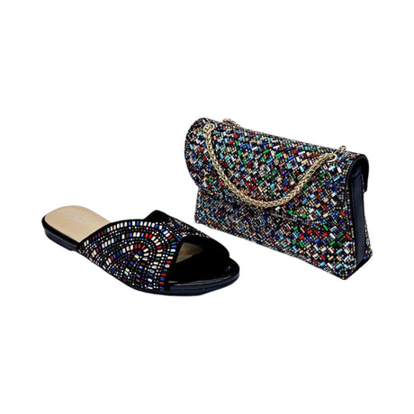 Smt Multicolored Handbag and Sandal Set - Glagil