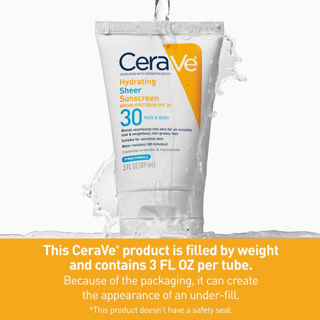 CeraVe Hydrating Sheer Sunscreen Broad Spectrum SPF30 89ml - Glagil