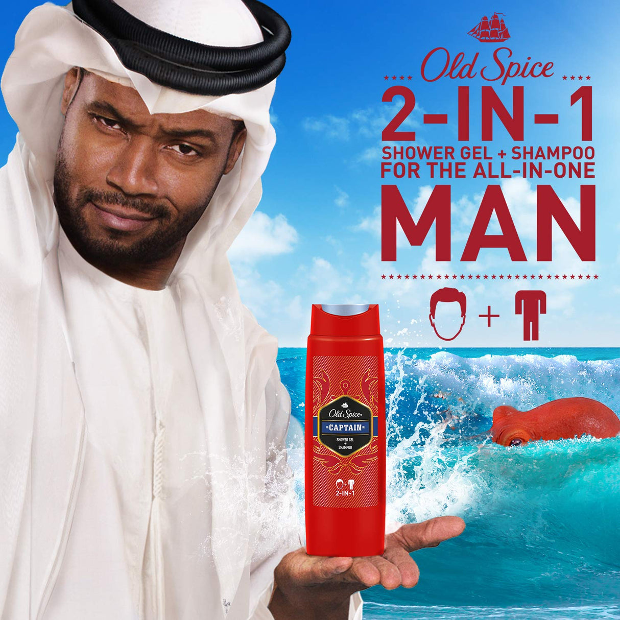 Old Spice Shower Gel Cooling Shampoo 2in1, 250ml - Glagil