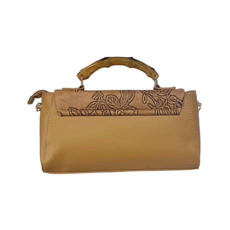 FLORAL EMBOSSED BAMBOO HANDLE BAG - NJM5873 Glagil