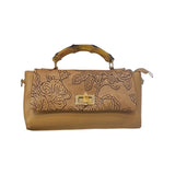 FLORAL EMBOSSED BAMBOO HANDLE BAG - NJM5873 Glagil